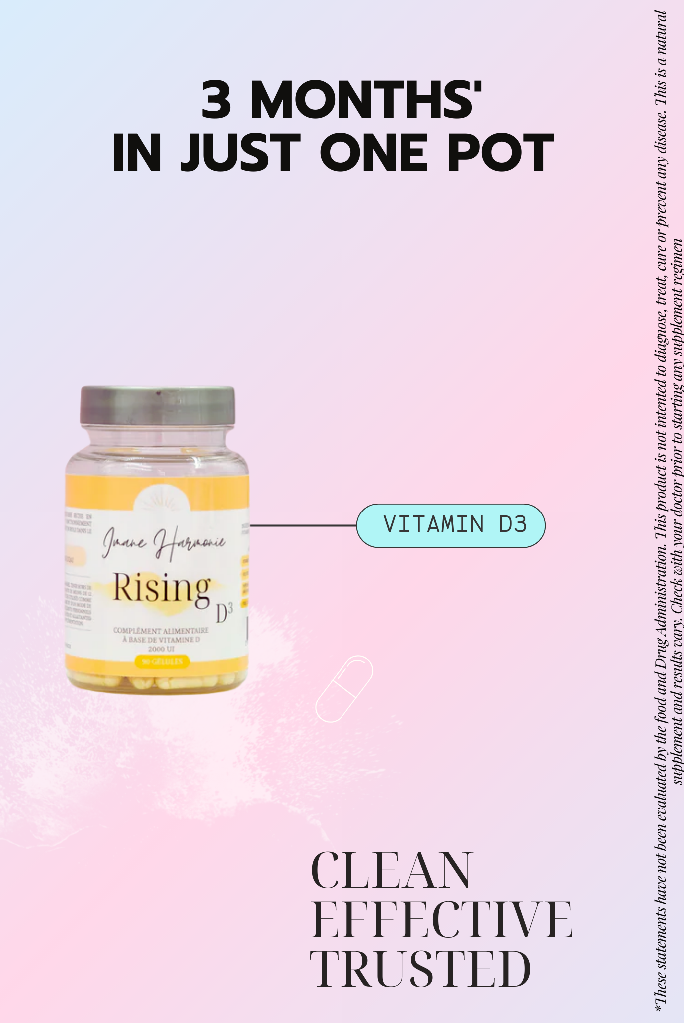 Primary supplement of rising D3 : vitamin D3
