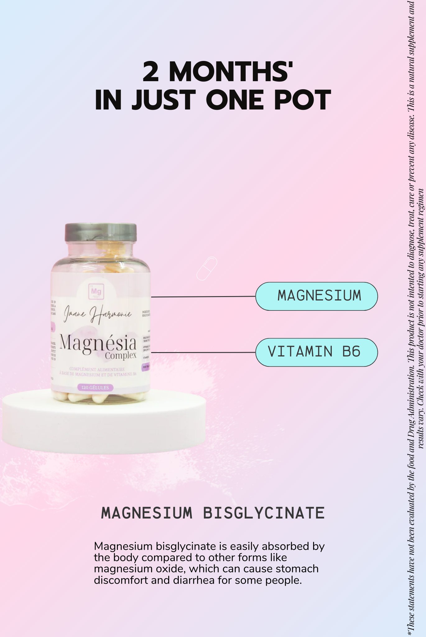 Primary supplements of magnésia complex : Magnesium, Vitamin B6